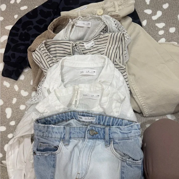 Lot of 8 Zara Kids bundle girls dress romper top pants skirt shorts denim crew - Picture 2 of 8